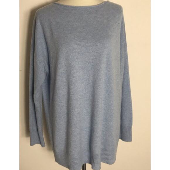 Lafayette 148 Roll Neck Sky Blue Cashmere luxury Feminine Delicate sweater 2X - Picture 2 of 2